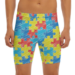 Autism Awareness Drawing Puzzle Print Men's Long Boxer Briefs