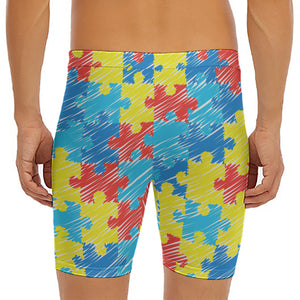 Autism Awareness Drawing Puzzle Print Men's Long Boxer Briefs