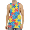 Autism Awareness Drawing Puzzle Print Men's Muscle Tank Top