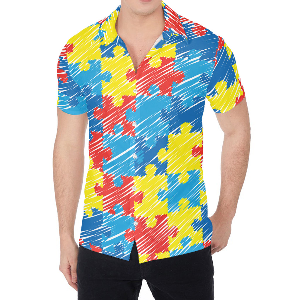 Autism Awareness Drawing Puzzle Print Men's Shirt