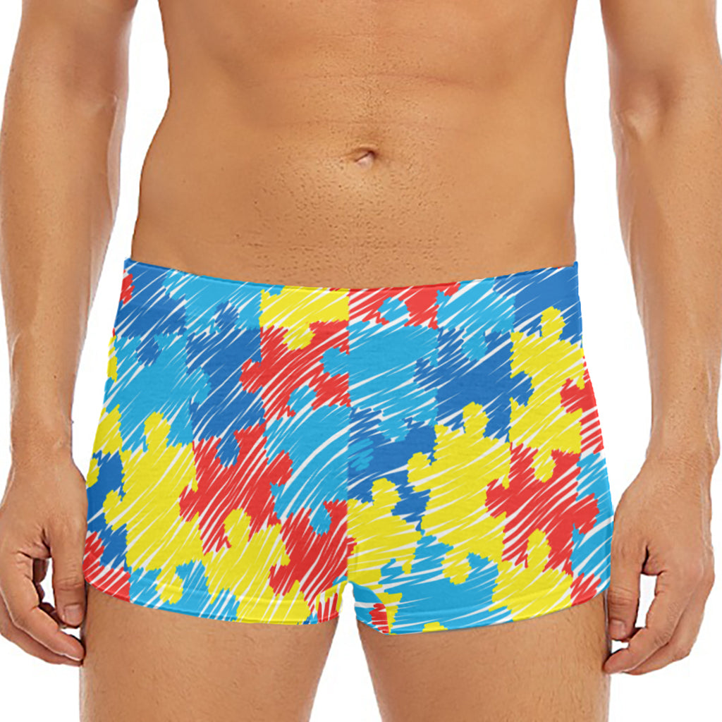 Autism Awareness Drawing Puzzle Print Men's Short Boxer Briefs