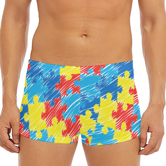 Autism Awareness Drawing Puzzle Print Men's Short Boxer Briefs