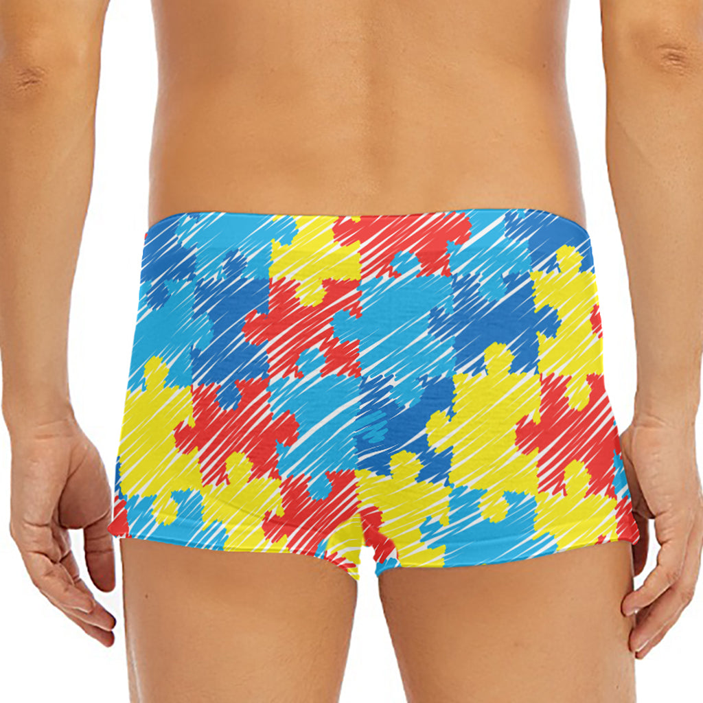 Autism Awareness Drawing Puzzle Print Men's Short Boxer Briefs