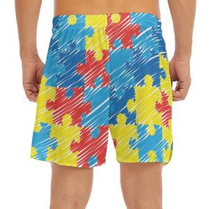 Autism Awareness Drawing Puzzle Print Men's Split Running Shorts