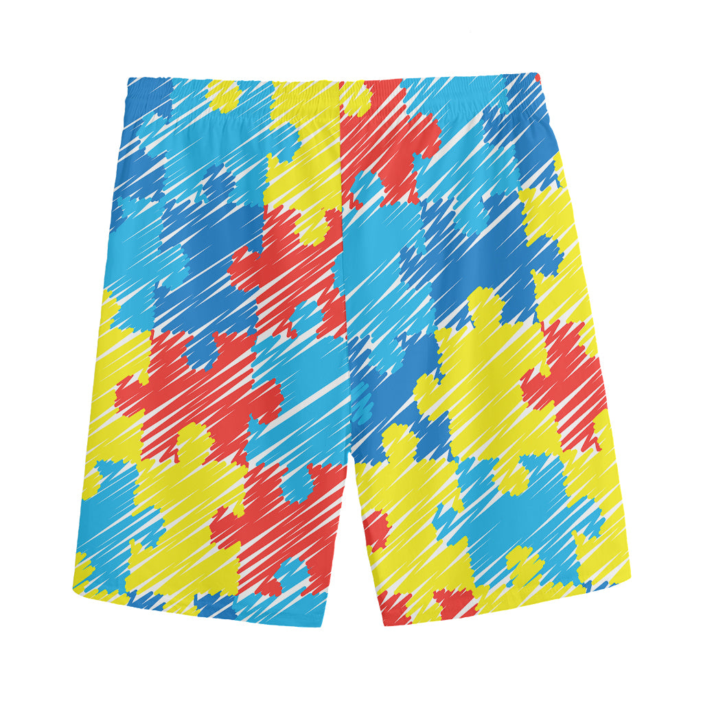 Autism Awareness Drawing Puzzle Print Men's Sports Shorts