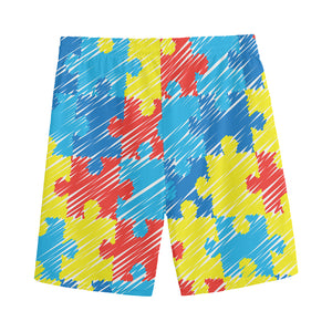 Autism Awareness Drawing Puzzle Print Men's Sports Shorts