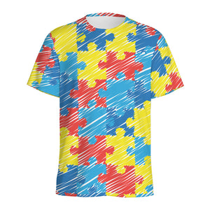 Autism Awareness Drawing Puzzle Print Men's Sports T-Shirt