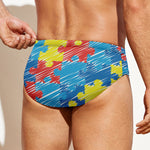 Autism Awareness Drawing Puzzle Print Men's Swim Briefs