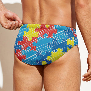 Autism Awareness Drawing Puzzle Print Men's Swim Briefs