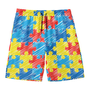 Autism Awareness Drawing Puzzle Print Men's Swim Trunks