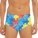 Autism Awareness Drawing Puzzle Print Men's Triangle Swim Briefs