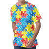 Autism Awareness Drawing Puzzle Print Men's Velvet T-Shirt