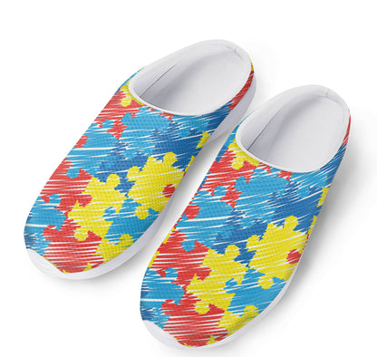 Autism Awareness Drawing Puzzle Print Mesh Casual Shoes