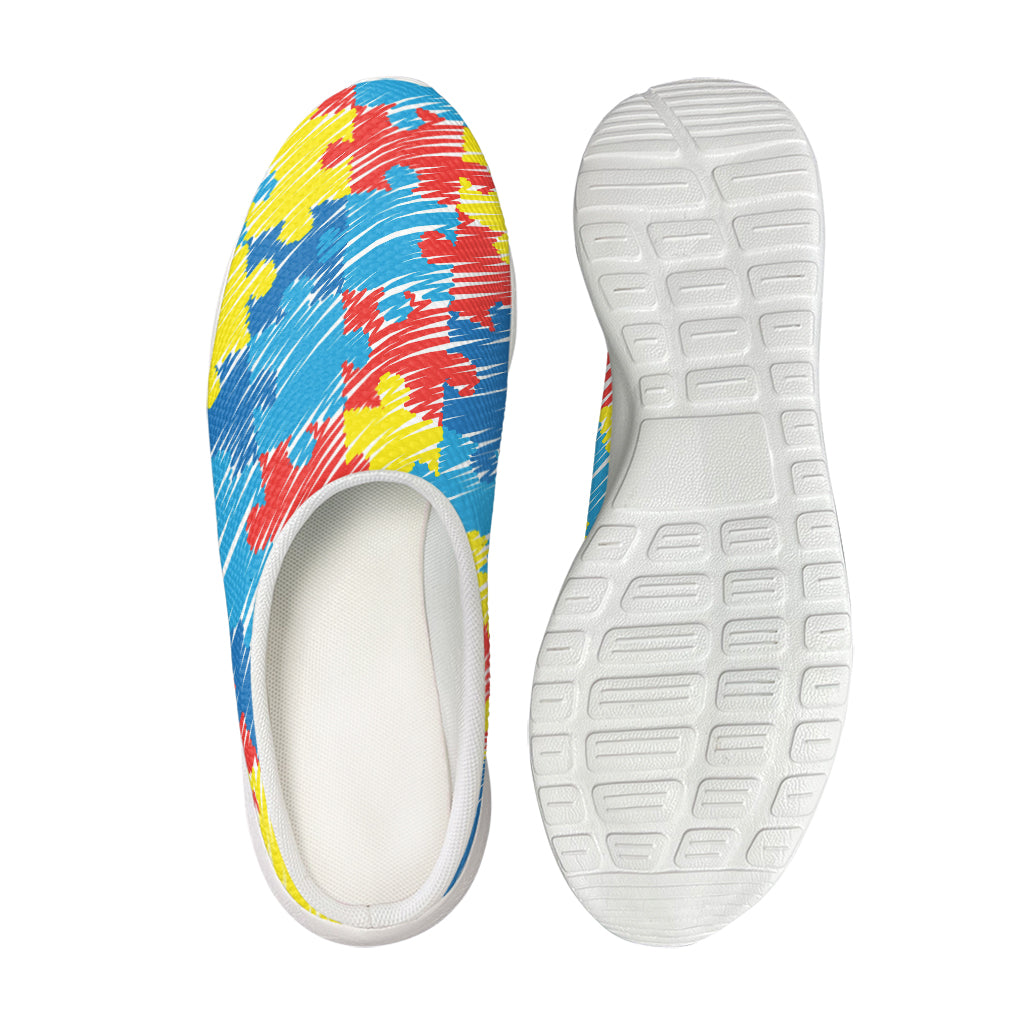 Autism Awareness Drawing Puzzle Print Mesh Casual Shoes