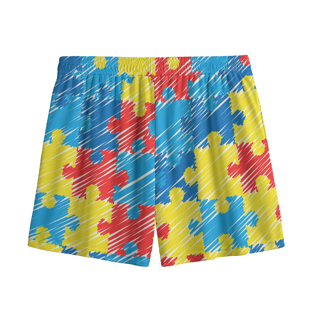 Autism Awareness Drawing Puzzle Print Mesh Shorts