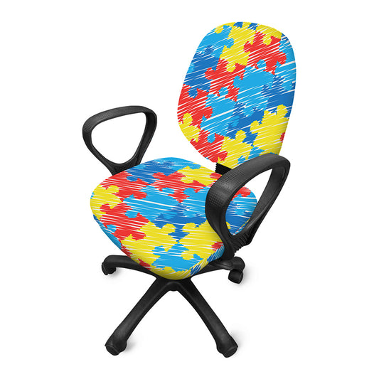 Autism Awareness Drawing Puzzle Print Office Chair Cover