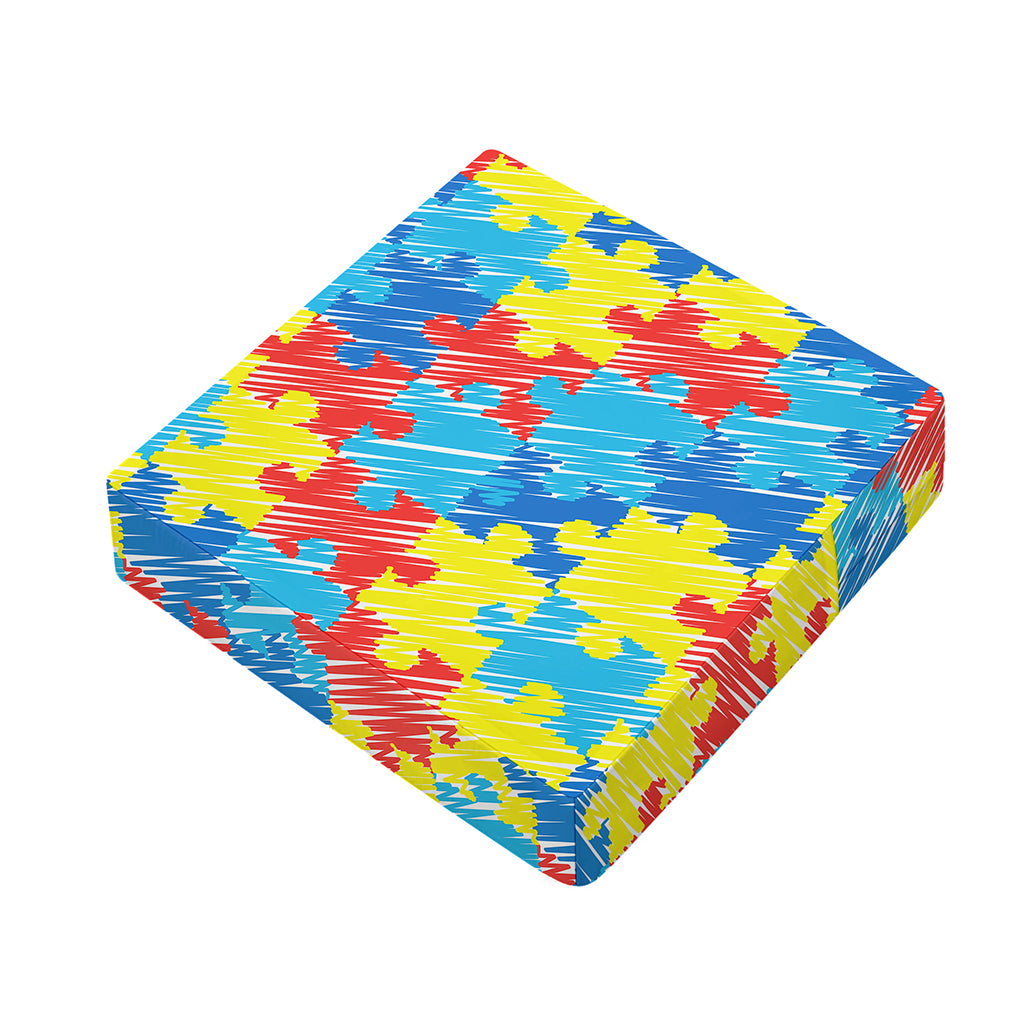 Autism Awareness Drawing Puzzle Print Outdoor Seat Cushion Cover