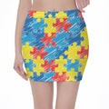Autism Awareness Drawing Puzzle Print Pencil Mini Skirt