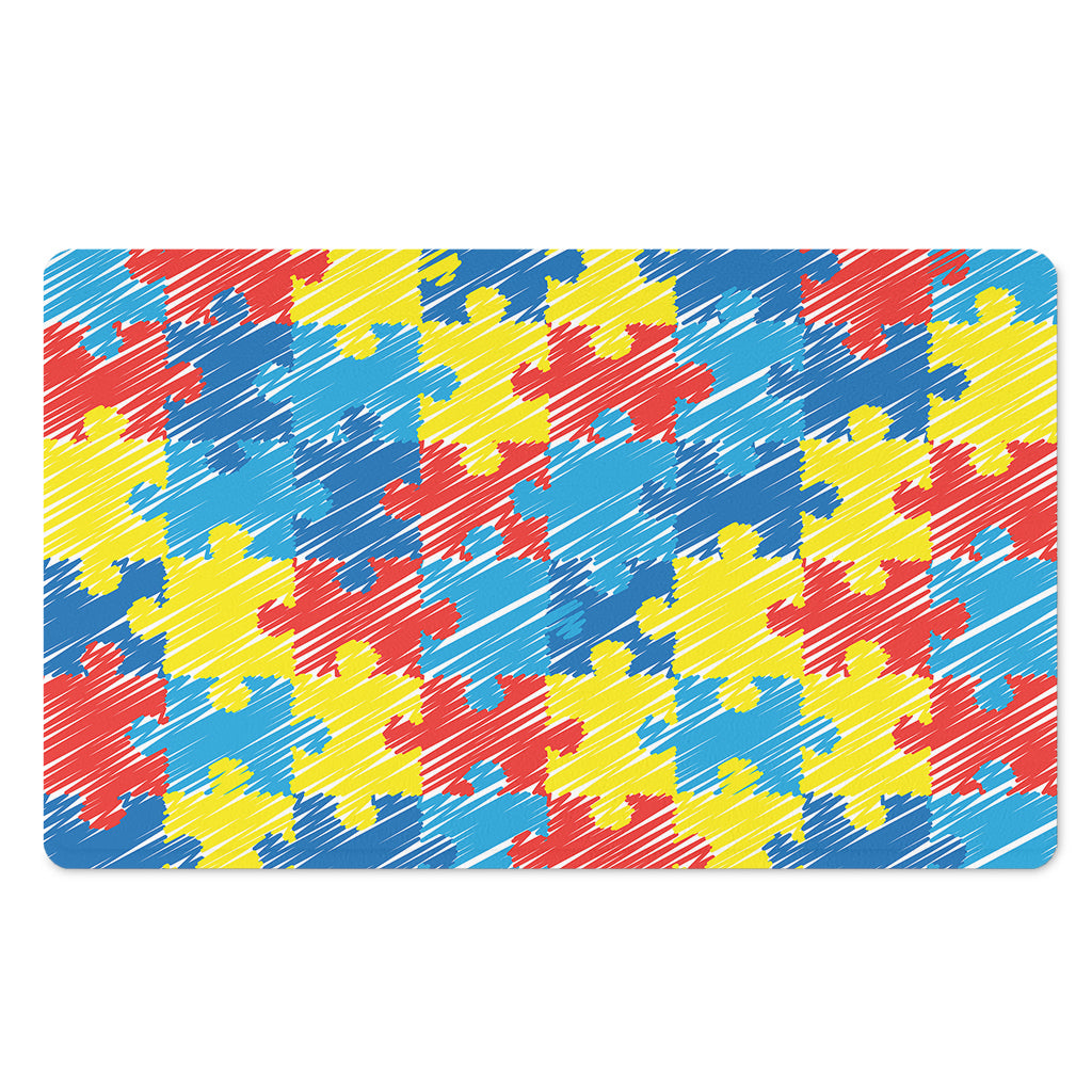 Autism Awareness Drawing Puzzle Print Polyester Doormat