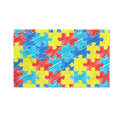 Autism Awareness Drawing Puzzle Print Polyester Flag