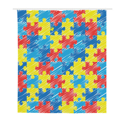 Autism Awareness Drawing Puzzle Print Polyester Shower Curtain