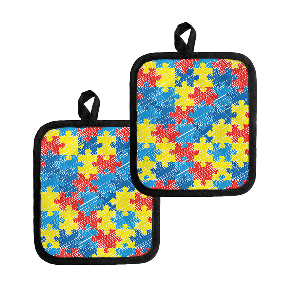 Autism Awareness Drawing Puzzle Print Pot Holders