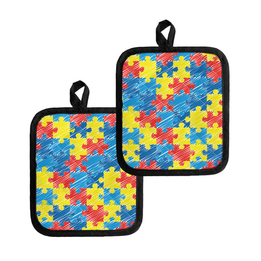 Autism Awareness Drawing Puzzle Print Pot Holders