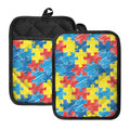Autism Awareness Drawing Puzzle Print Pot Holders With Pocket