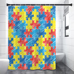 Autism Awareness Drawing Puzzle Print Premium Shower Curtain