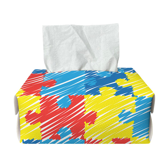 Autism Awareness Drawing Puzzle Print Rectangle Tissue Box Cover