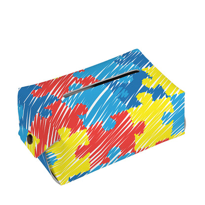 Autism Awareness Drawing Puzzle Print Rectangle Tissue Box Cover