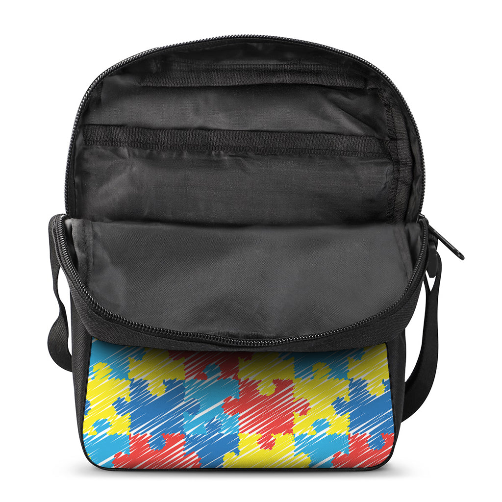 Autism Awareness Drawing Puzzle Print Rectangular Crossbody Bag