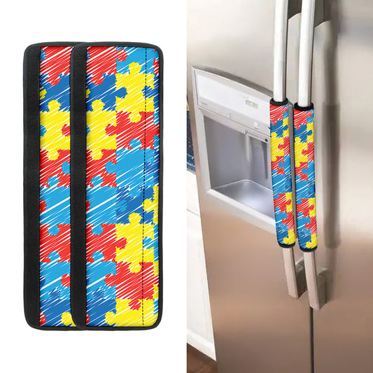 Autism Awareness Drawing Puzzle Print Refrigerator Handle Covers