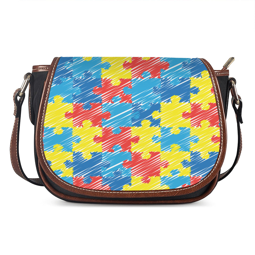 Autism Awareness Drawing Puzzle Print Saddle Bag