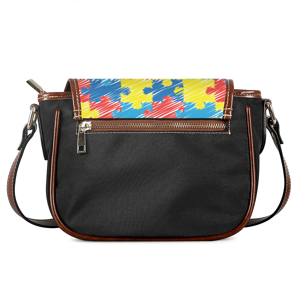 Autism Awareness Drawing Puzzle Print Saddle Bag