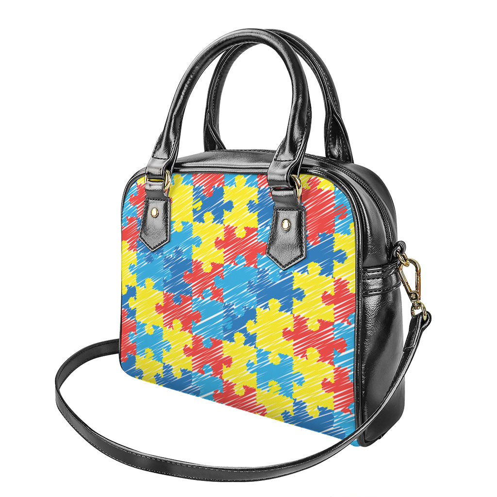 Autism Awareness Drawing Puzzle Print Shoulder Handbag