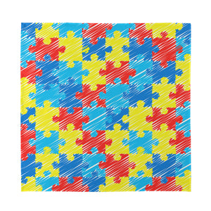 Autism Awareness Drawing Puzzle Print Silk Bandana