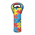 Autism Awareness Drawing Puzzle Print Single Neoprene Wine Tote
