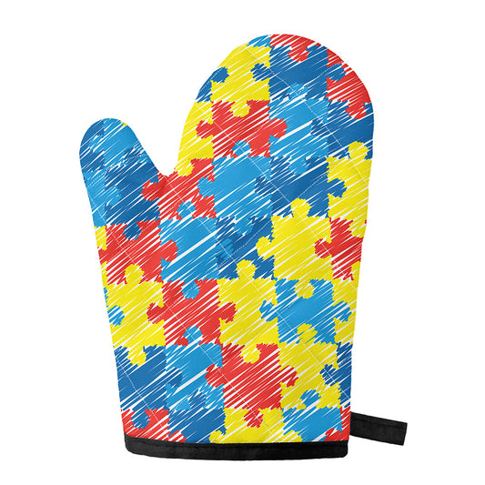 Autism Awareness Drawing Puzzle Print Single Oven Mitt