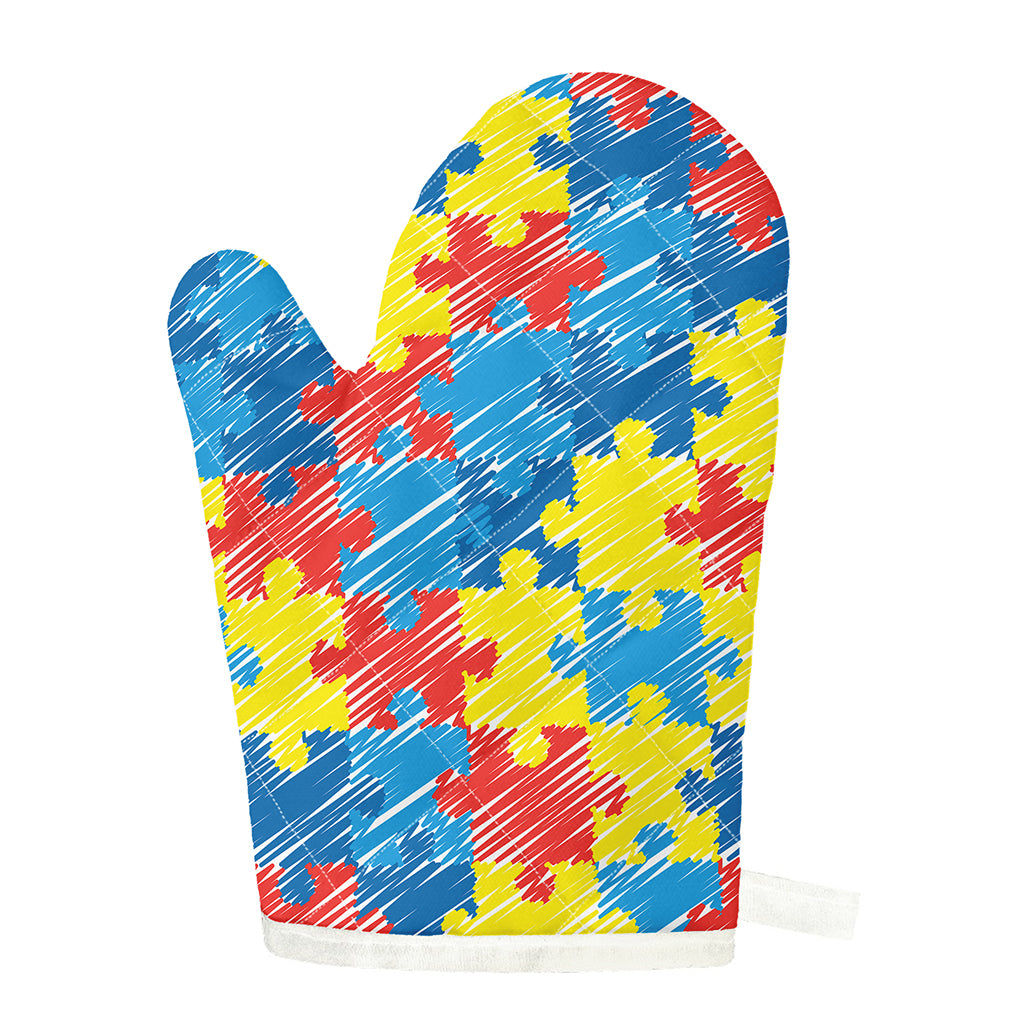 Autism Awareness Drawing Puzzle Print Single Oven Mitt