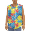 Autism Awareness Drawing Puzzle Print Sleeveless Baseball Jersey