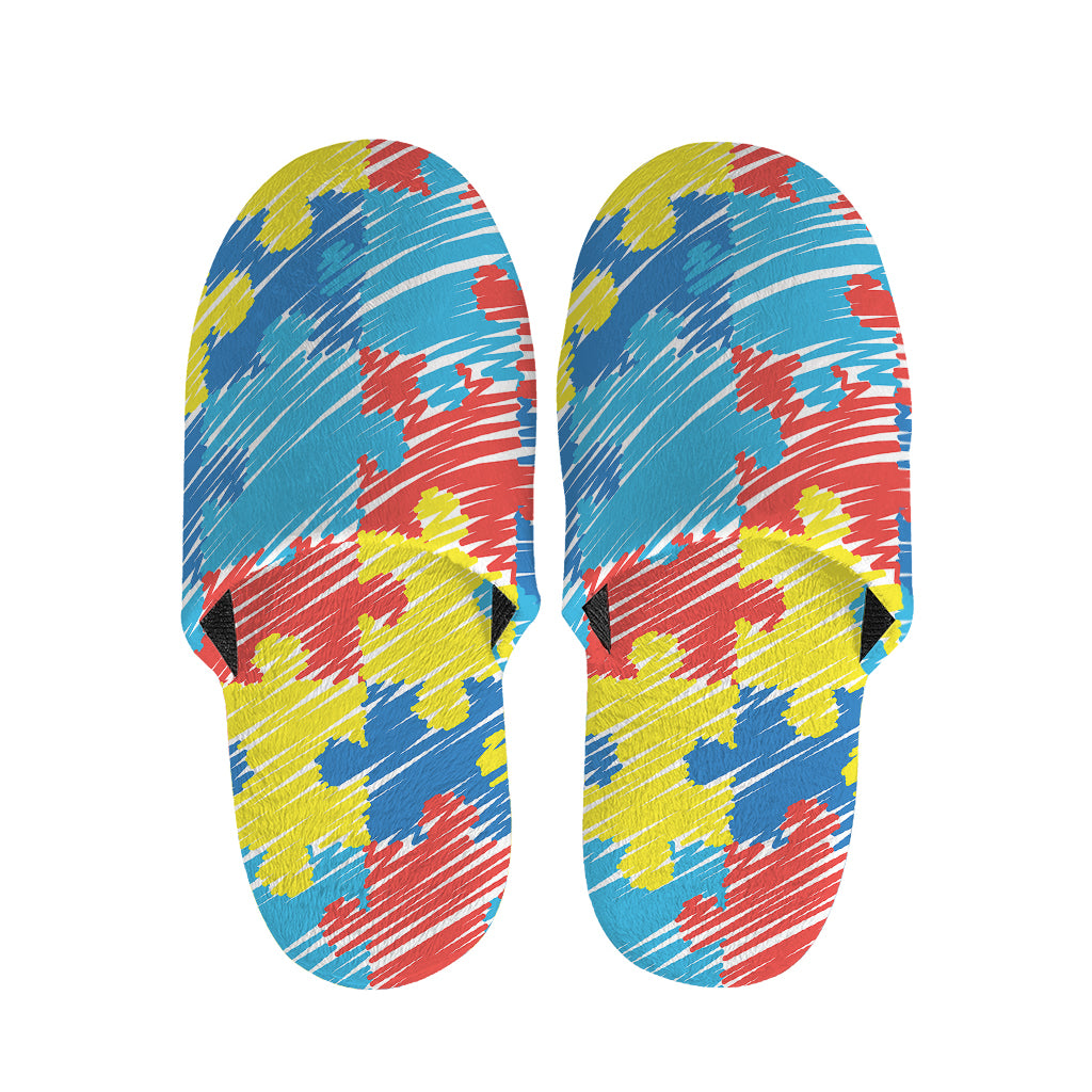 Autism Awareness Drawing Puzzle Print Slippers