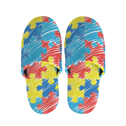 Autism Awareness Drawing Puzzle Print Slippers