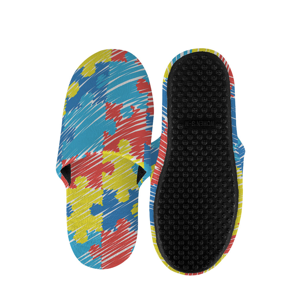 Autism Awareness Drawing Puzzle Print Slippers