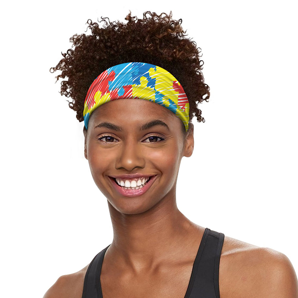 Autism Awareness Drawing Puzzle Print Sports Headband