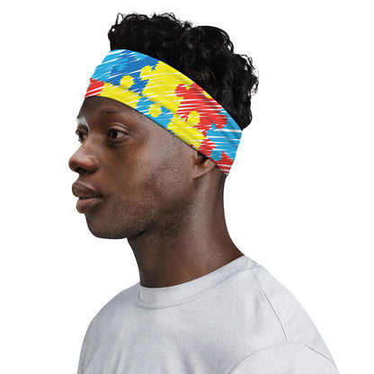 Autism Awareness Drawing Puzzle Print Sports Headband