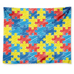 Autism Awareness Drawing Puzzle Print Tapestry