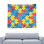 Autism Awareness Drawing Puzzle Print Tapestry