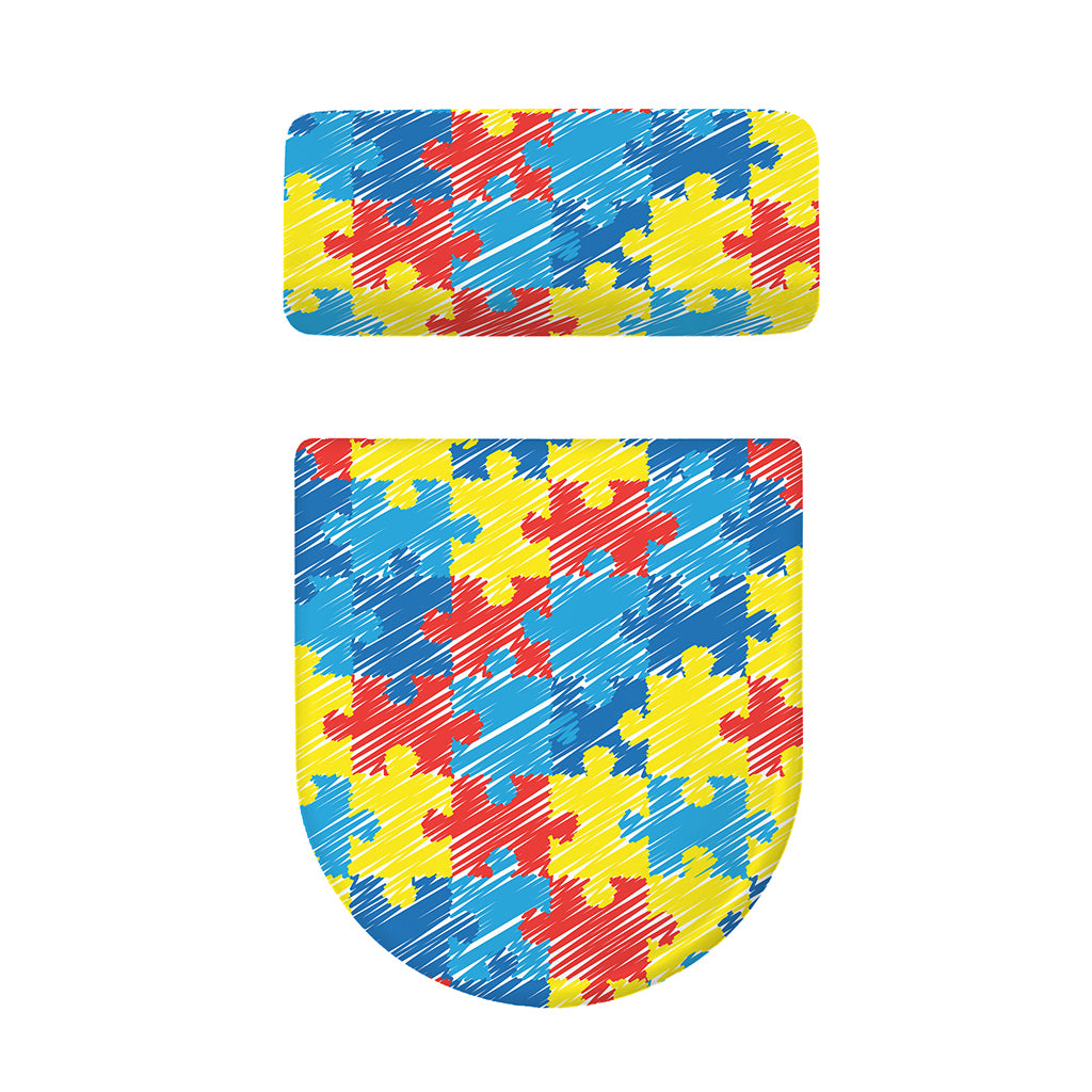 Autism Awareness Drawing Puzzle Print Toilet Lid And Tank Cover Set