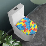 Autism Awareness Drawing Puzzle Print Toilet Lid Cover